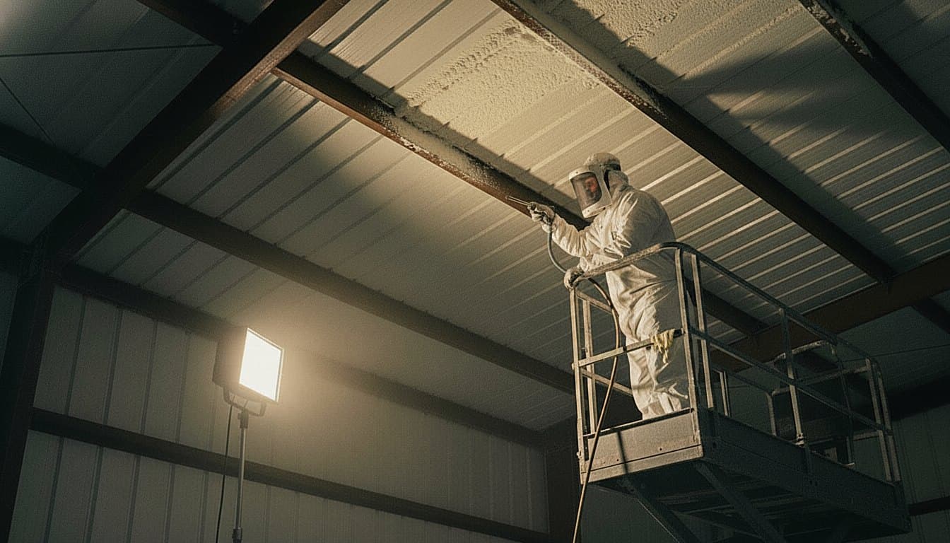 Large commercial space insulated with spray foam